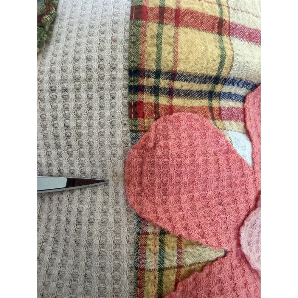 Easel Daisy Waffle Plaid Patchwork Oversized Sweatshirt L Hippie Boho Lagenlook - Picture 9 of 9